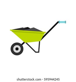 Wheelbarrow icon in flat style isolated on white background vector illustration