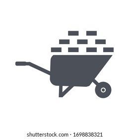 Wheelbarrow icon flat vector Wheelbarrow icon on transparent background from Construction collection.