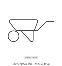 Wheelbarrow icon, gardening symbol on white background - vector illustration