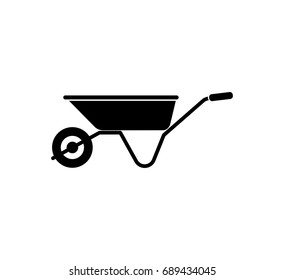 Wheelbarrow icon. Gardening tool. Vector illustration flat design.