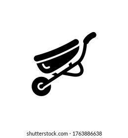 wheelbarrow icon glyph style design