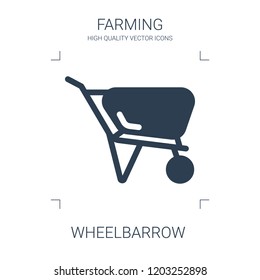 wheelbarrow icon. high quality filled wheelbarrow icon on white background. from farming collection flat trendy vector wheelbarrow symbol. use for web and mobile