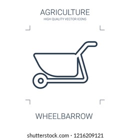 wheelbarrow icon. high quality line wheelbarrow icon on white background. from agriculture collection flat trendy vector wheelbarrow symbol. use for web and mobile