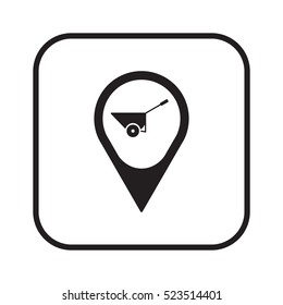 Wheelbarrow  icon, isolated. Flat  design. 
