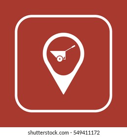 Wheelbarrow  icon, isolated. Flat  design. 