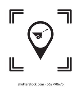 Wheelbarrow  icon, isolated. Flat  design. 