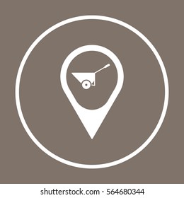 Wheelbarrow  icon, isolated. Flat  design. 
