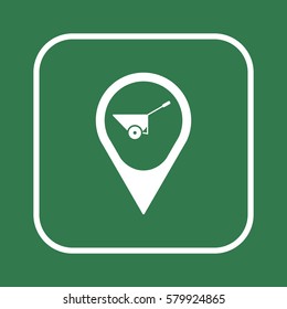 Wheelbarrow  icon, isolated. Flat  design. 