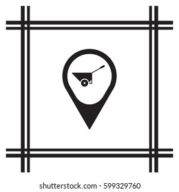 Wheelbarrow  icon, isolated. Flat  design. 