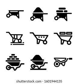 wheelbarrow icon isolated sign symbol vector illustration - Collection of high quality black style vector icons

