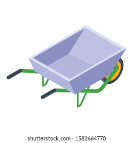 Wheelbarrow icon. Isometric of wheelbarrow vector icon for web design isolated on white background
