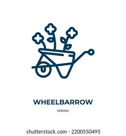 Wheelbarrow icon. Linear vector illustration from spring collection. Outline wheelbarrow icon vector. Thin line symbol for use on web and mobile apps, logo, print media.