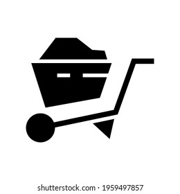 wheelbarrow icon or logo isolated sign symbol vector illustration - high quality black style vector icons
