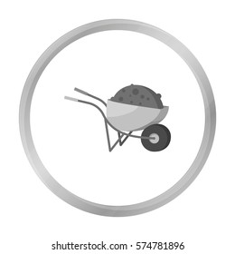 Wheelbarrow icon in monochrome style isolated on white background. Build and repair symbol stock vector illustration.