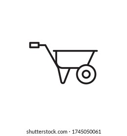 wheelbarrow icon outline design vector. isolated on white background