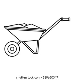 Wheelbarrow icon. Outline illustration of wheelbarrow vector icon for web design