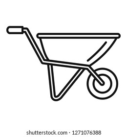 Wheelbarrow icon. Outline wheelbarrow vector icon for web design isolated on white background