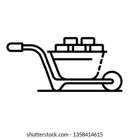 Wheelbarrow icon. Outline wheelbarrow vector icon for web design isolated on white background