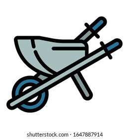 Wheelbarrow icon. Outline wheelbarrow vector icon for web design isolated on white background