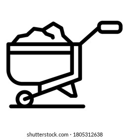 Wheelbarrow icon. Outline wheelbarrow vector icon for web design isolated on white background