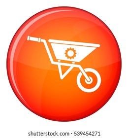 Wheelbarrow icon in red circle isolated on white background vector illustration