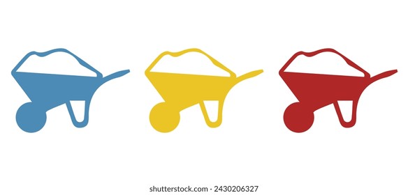 wheelbarrow icon with sand, on a white background, vector illustration