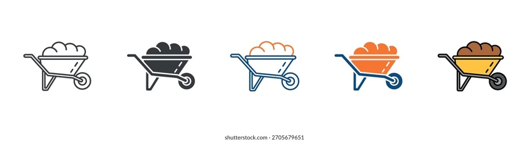 Conjunto de iconos de carretilla Colección de estilo múltiple