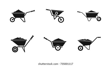 Wheelbarrow icon set. Simple set of wheelbarrow vector icons for web design isolated on white background