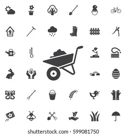 wheelbarrow icon. Set of spring icons