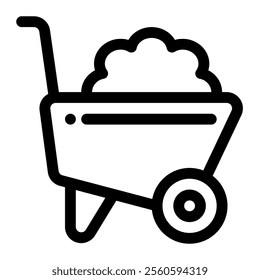 Wheelbarrow icon with simple and line style