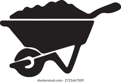 Icono de carretilla Sólido Negro Herramienta de jardinería y construcción