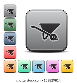Wheelbarrow Icon Square Icon Set in Various Colors