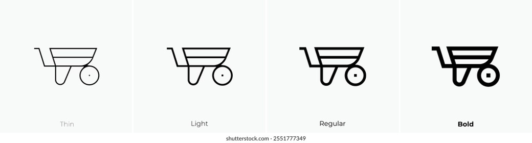 wheelbarrow icon. Thin, Light Regular And Bold style design isolated on white background