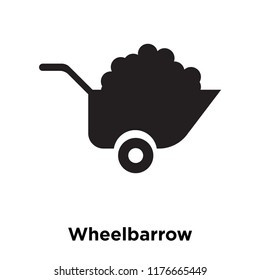 Wheelbarrow icon vector isolated on white background, logo concept of Wheelbarrow sign on transparent background, filled black symbol