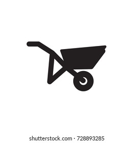 wheelbarrow icon vector isolated on white background