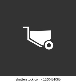 wheelbarrow icon vector. wheelbarrow sign on black background. wheelbarrow icon for web and app