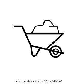 Wheelbarrow icon, vector sign, style pictogram isolated on white. Symbol, logo illustration.