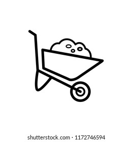 Wheelbarrow icon, vector sign, style pictogram isolated on white. Symbol, logo illustration.