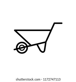Wheelbarrow icon, vector sign, style pictogram isolated on white. Symbol, logo illustration.