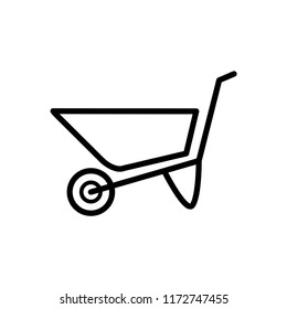 Wheelbarrow icon, vector sign, style pictogram isolated on white. Symbol, logo illustration.