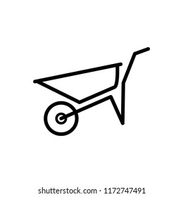 Wheelbarrow icon, vector sign, style pictogram isolated on white. Symbol, logo illustration.