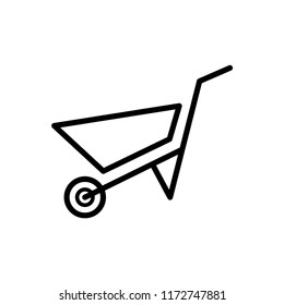 Wheelbarrow icon, vector sign, style pictogram isolated on white. Symbol, logo illustration.