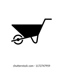 Wheelbarrow icon, vector sign, style pictogram isolated on white. Symbol, logo illustration.