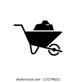Wheelbarrow icon, vector sign, style pictogram isolated on white. Symbol, logo illustration.