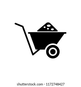 Wheelbarrow icon, vector sign, style pictogram isolated on white. Symbol, logo illustration.