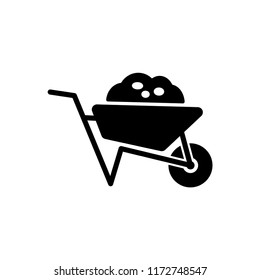 Wheelbarrow icon, vector sign, style pictogram isolated on white. Symbol, logo illustration.
