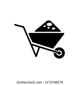 Wheelbarrow icon, vector sign, style pictogram isolated on white. Symbol, logo illustration.