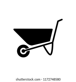 Wheelbarrow icon, vector sign, style pictogram isolated on white. Symbol, logo illustration.
