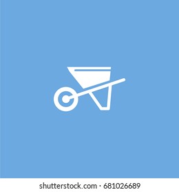 wheelbarrow icon. vector sign symbol on blue background