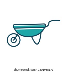 Wheelbarrow icon vector in trendy style